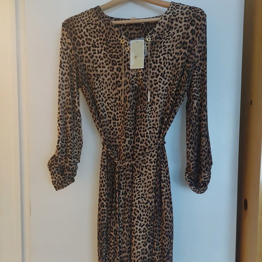 MICHAEL MICHAEL KORS LEOPARD PRINT DRESS SIZE MEDIUM NEW